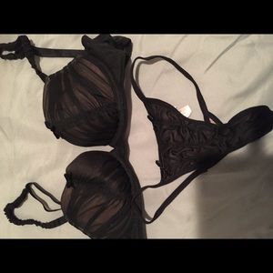 VS black bra and panties w nude illusion.